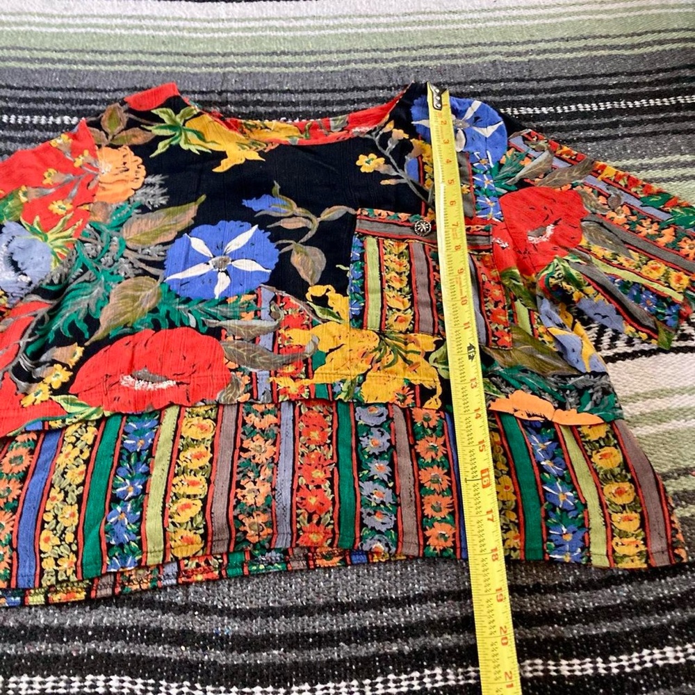 vintage 90s bold floral patchwork cropped blouse - Picture 5 of 6